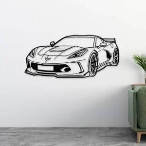 Chevrolet Corvette C8 Metal Art, Sleek Sports Car Outline, Performance Garage Decor, Automotive Fan Gift