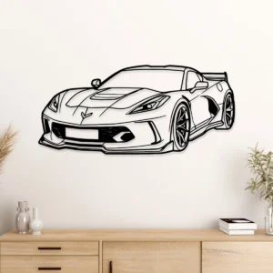 Chevrolet Corvette C8 Metal Art, Sleek Sports Car Outline, Performance Garage Decor, Automotive Fan Gift