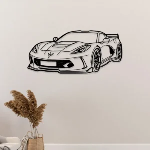 Chevrolet Corvette C8 Metal Art, Sleek Sports Car Outline, Performance Garage Decor, Automotive Fan Gift