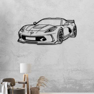 Chevrolet Corvette C8 Metal Art, Sleek Sports Car Outline, Performance Garage Decor, Automotive Fan Gift