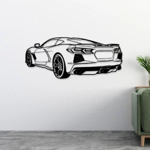 Chevrolet Corvette C8 Metal Sign, Iconic Sports Car Art, Modern Garage Decor, Automotive Lover Gift
