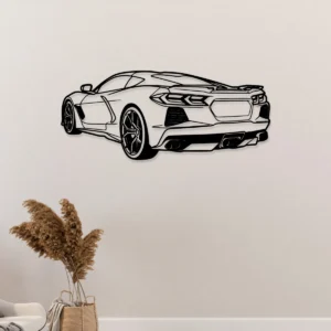 Chevrolet Corvette C8 Metal Sign, Iconic Sports Car Art, Modern Garage Decor, Automotive Lover Gift