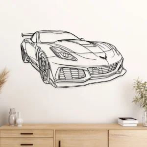 Chevrolet Corvette ZR1 Coupe Metal Art, High-Performance Car Decor, Modern Garage Sign, Sports Car Enthusiast Gift