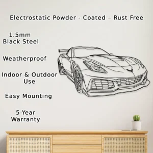 Chevrolet Corvette ZR1 Coupe Metal Art, High-Performance Car Decor, Modern Garage Sign, Sports Car Enthusiast Gift