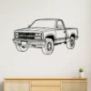 Black metal outline art of a Chevrolet K1500 Silverado pickup truck.