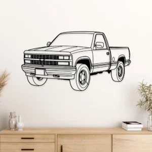 Chevrolet K1500 Silverado Metal Art, Classic Pickup Truck Decor, Vintage Garage Sign, Truck Enthusiast Gift