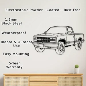 Chevrolet K1500 Silverado Metal Art, Classic Pickup Truck Decor, Vintage Garage Sign, Truck Enthusiast Gift
