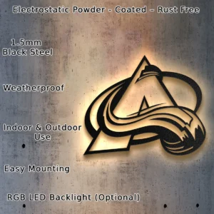 Colorado Avalanche Metal Logo Sign, Official NHL Decor, Backlit Game Room Art, Ultimate Hockey Fan Gift