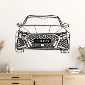 Custom Audi RS3 Front Metal Art, Personalized Car Silhouette, Optional LED Garage Sign, Automotive Enthusiast Gift