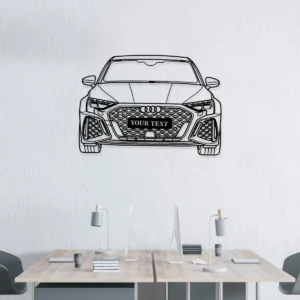 Custom Audi RS3 Front Metal Art, Personalized Car Silhouette, Optional LED Garage Sign, Automotive Enthusiast Gift