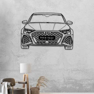 Custom Audi RS3 Front Metal Art, Personalized Car Silhouette, Optional LED Garage Sign, Automotive Enthusiast Gift