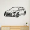 Black metal Custom Audi RS3 Avant silhouette wall art on a white background.