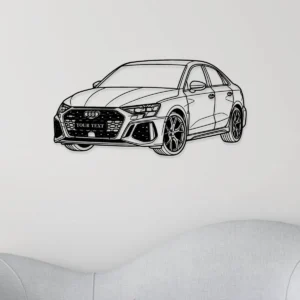 Custom Audi RS3 Sedan Art, Personalized Grille Design, Optional LED Garage Sign, Luxury Driver Gift