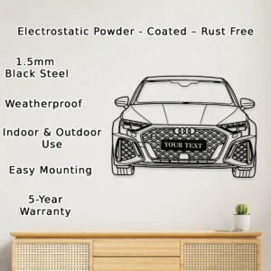 Custom Audi RS3 Wall Art, Dynamic Front Profile Decor, Man Cave Garage Sign, Car Guy Gift