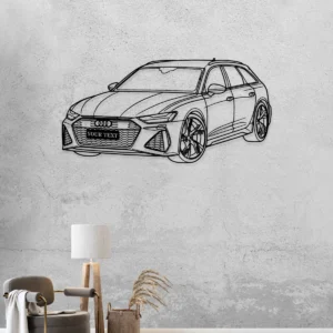 Custom Audi RS6 Avant Metal Art, Dynamic Car Silhouette, Optional LED Garage Decor, Automotive Fan Gift