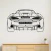 Black metal McLaren 570S Spider silhouette wall art with custom text.