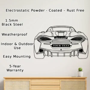 Custom McLaren 570S Spider Metal Wall Art, Iconic Supercar Decor, Personalized Garage Sign, Luxury Car Gift