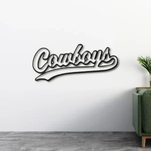 Dallas Cowboys Metal Script Logo, Elegant Wall Art, Optional LED Home Decor, NFL Fan Gift