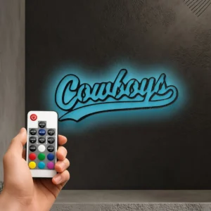 Dallas Cowboys Metal Script Logo, Elegant Wall Art, Optional LED Home Decor, NFL Fan Gift