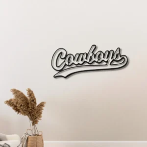 Dallas Cowboys Metal Script Logo, Elegant Wall Art, Optional LED Home Decor, NFL Fan Gift