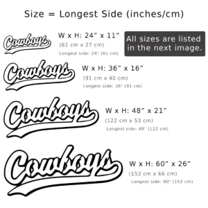 Dallas Cowboys Metal Script Logo, Elegant Wall Art, Optional LED Home Decor, NFL Fan Gift