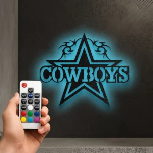 Dallas Cowboys Metal Star, Tribal Design Wall Art, Optional LED Game Day Decor, Football Fan Gift