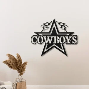 Dallas Cowboys Metal Star, Tribal Design Wall Art, Optional LED Game Day Decor, Football Fan Gift
