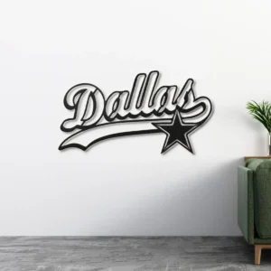 Dallas Cowboys Script Metal Sign, Iconic Star Design, Optional LED Backlight, Football Fan Gift