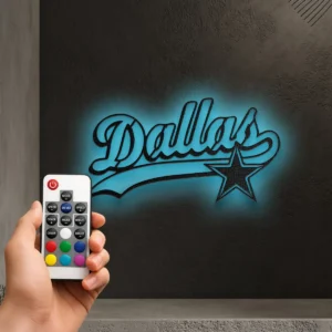 Dallas Cowboys Script Metal Sign, Iconic Star Design, Optional LED Backlight, Football Fan Gift