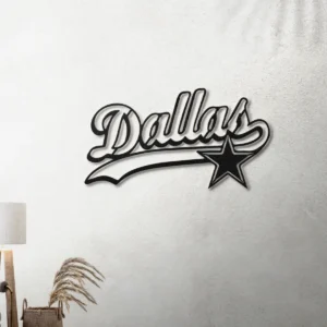 Dallas Cowboys Script Metal Sign, Iconic Star Design, Optional LED Backlight, Football Fan Gift