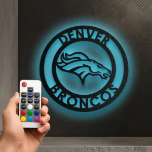 Denver Broncos Metal Wall Sign, Striking NFL Logo Decor, Game Day LED Art, Football Fan Present