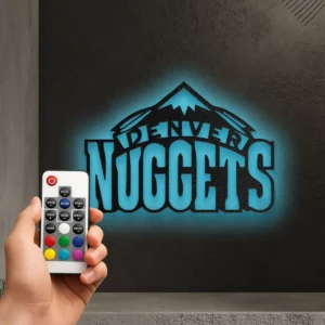 Denver Nuggets Metal Logo, Iconic NBA Wall Decor, Optional LED Backlight, Basketball Enthusiast Gift