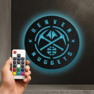 Denver Nuggets Metal Logo Sign, Premium NBA Wall Art, Optional LED Game Room Decor, Ultimate Basketball Gift