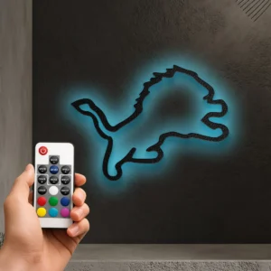 Detroit Lions Metal Wall Logo, Iconic NFL Team Art, Backlit Game Room Decor, Dedicated Fan Gift