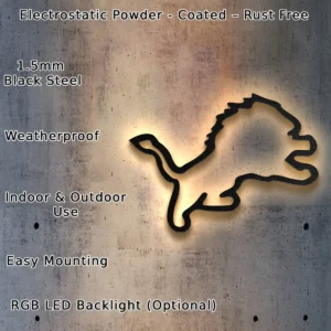Detroit Lions Metal Wall Logo, Iconic NFL Team Art, Backlit Game Room Decor, Dedicated Fan Gift