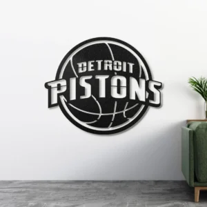 Detroit Pistons Metal Logo, Dynamic NBA Wall Art, Optional LED Backlight, Basketball Fan Gift