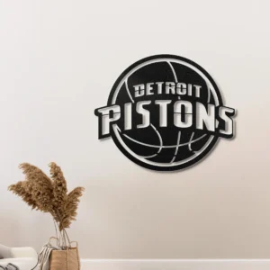 Detroit Pistons Metal Logo, Dynamic NBA Wall Art, Optional LED Backlight, Basketball Fan Gift