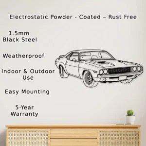 Dodge Challenger 1970 RT Metal Art, Iconic Muscle Car Decor, Vintage Garage Sign, Automotive Enthusiast Gift