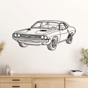 Dodge Challenger 1971 Metal Wall Art, Legendary Muscle Car Silhouette, Retro Garage Sign, Car Guy Gift