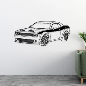 Dodge Challenger Hellcat Metal Art, Aggressive Muscle Car Decor, Modern Garage Sign, Performance Car Gift
