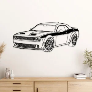Dodge Challenger Hellcat Metal Art, Aggressive Muscle Car Decor, Modern Garage Sign, Performance Car Gift