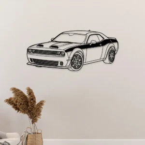 Dodge Challenger Hellcat Metal Art, Aggressive Muscle Car Decor, Modern Garage Sign, Performance Car Gift