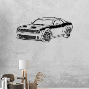 Dodge Challenger Hellcat Metal Art, Aggressive Muscle Car Decor, Modern Garage Sign, Performance Car Gift