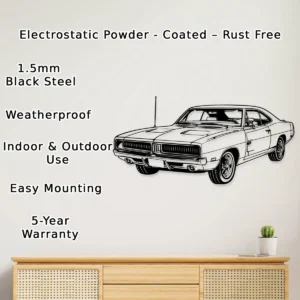 Dodge Charger 1969 Metal Wall Decor, Classic Muscle Car Art, Vintage Garage Sign, Automotive Fan Gift