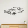 Black metal Dodge Charger 1970 silhouette wall art.