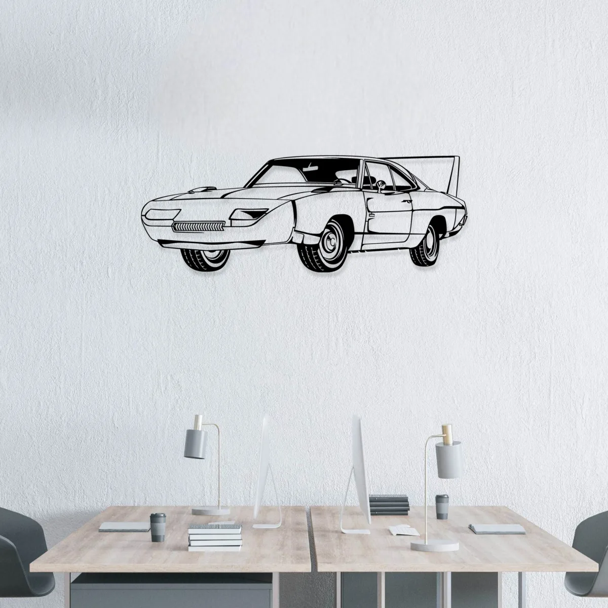 Vintage 1969 Dodge Charger Daytona metal sign on a white wall