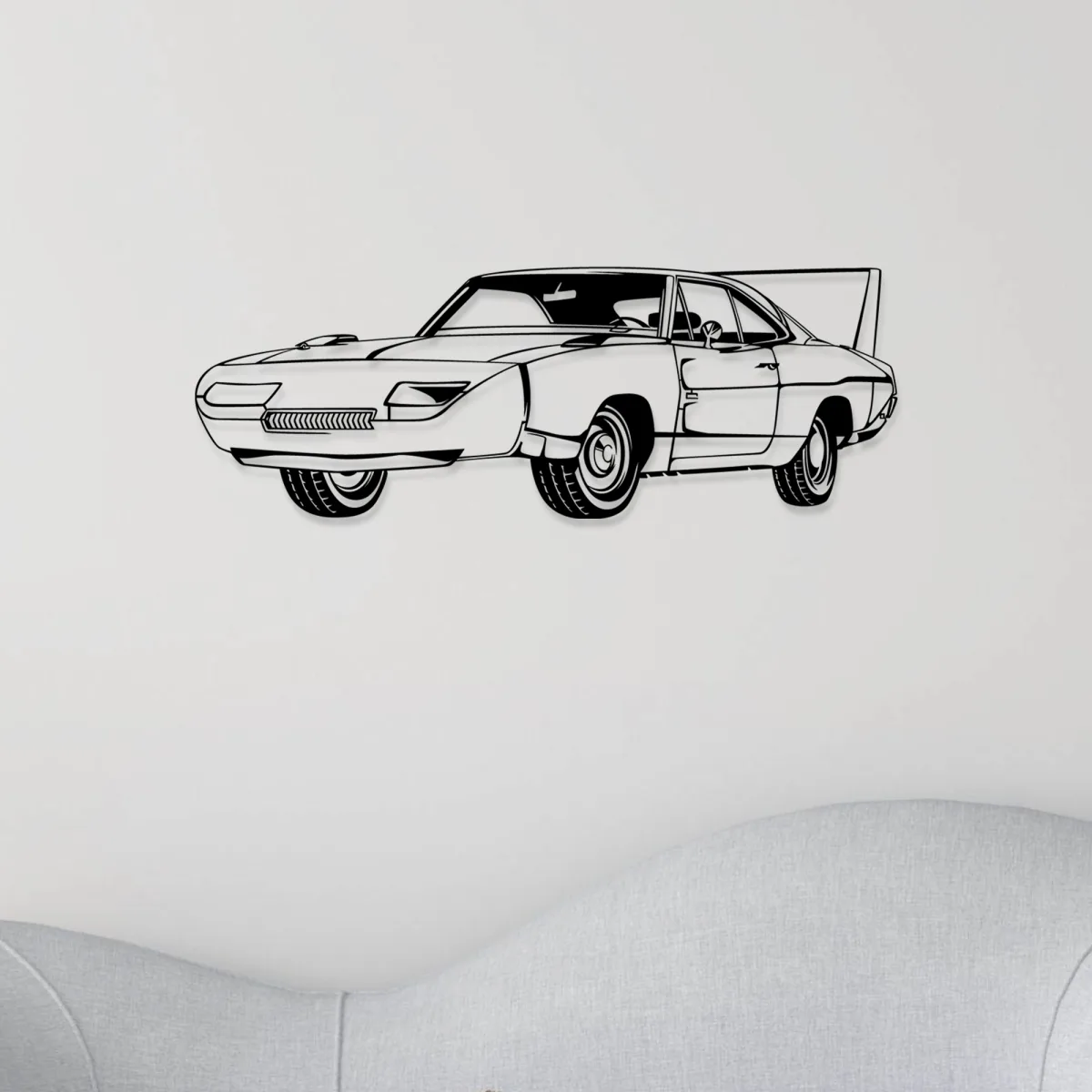 Laser cut steel art of the legendary Winged Warrior car