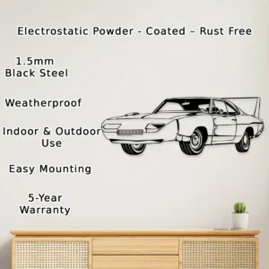 Dodge Charger Daytona 1969 Metal Art, Legendary Winged Warrior Decor, Vintage Garage Sign, Muscle Car Fan Gift