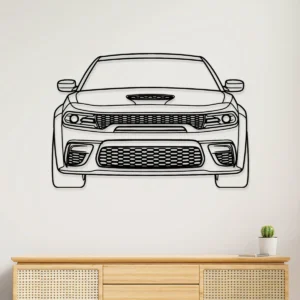 Black metal outline art of Dodge Charger Hellcat front view