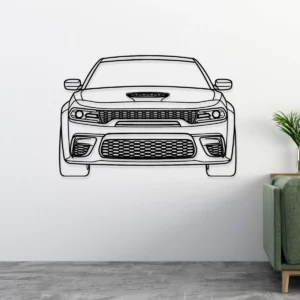 Dodge Charger Hellcat Front Metal Art, Aggressive Car Outline, Modern Garage Decor, Performance Car Gift